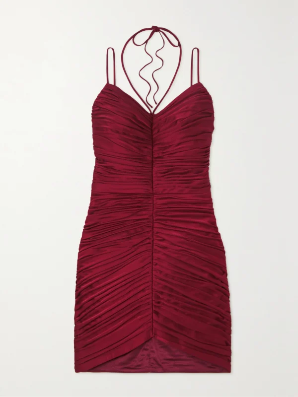 Rasario Ruched Satin Mini Dress