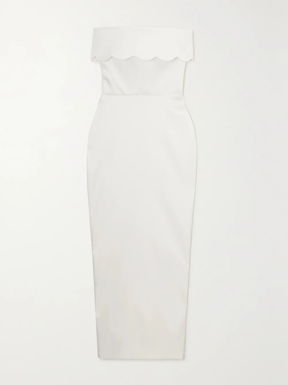 Rasario Strapless Scalloped Duchesse-satin Maxi Dress in white