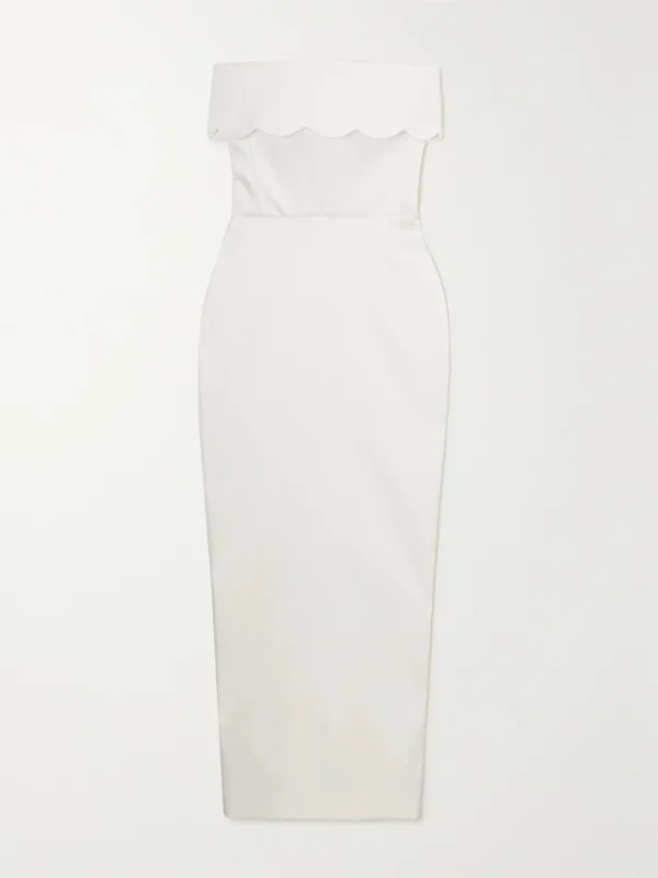 Rasario Strapless Scalloped Duchesse-satin Maxi Dress