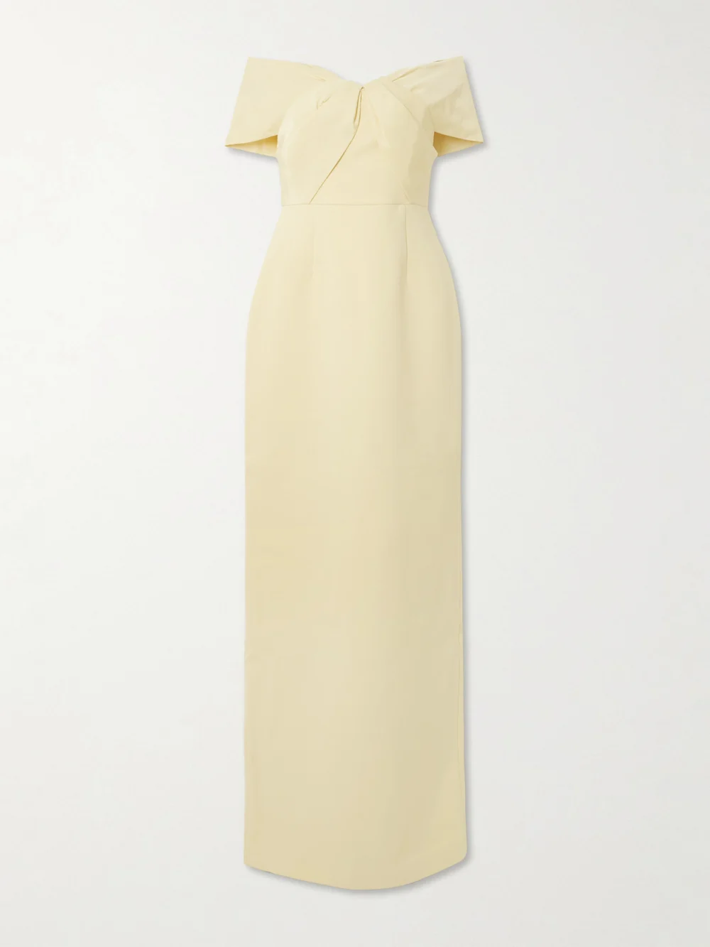 Rebecca Vallance Aubriella Off-the-shoulder Satin-trimmed Crepe Gown in yellow