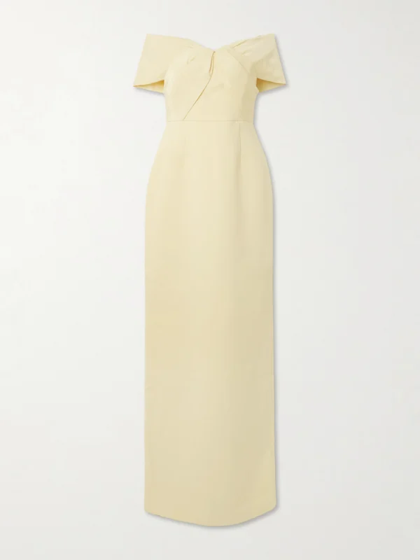 Rebecca Vallance Aubriella Off-the-shoulder Satin-trimmed Crepe Gown