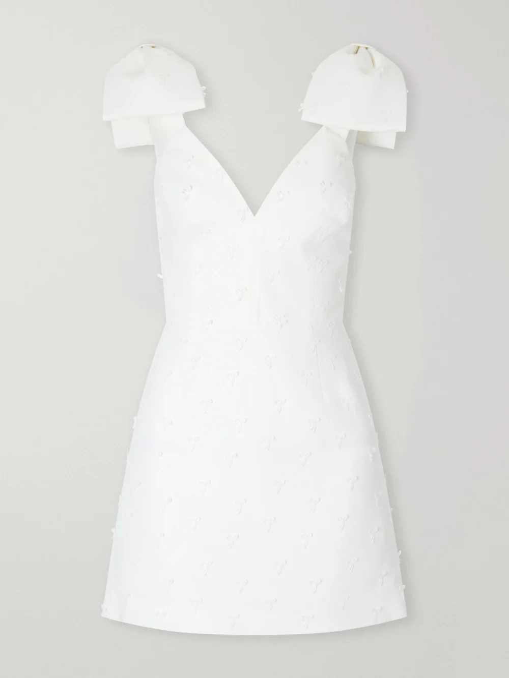 Rebecca Vallance Mariee Bow-detailed Embroidered Crepe Mini Dress in ivory