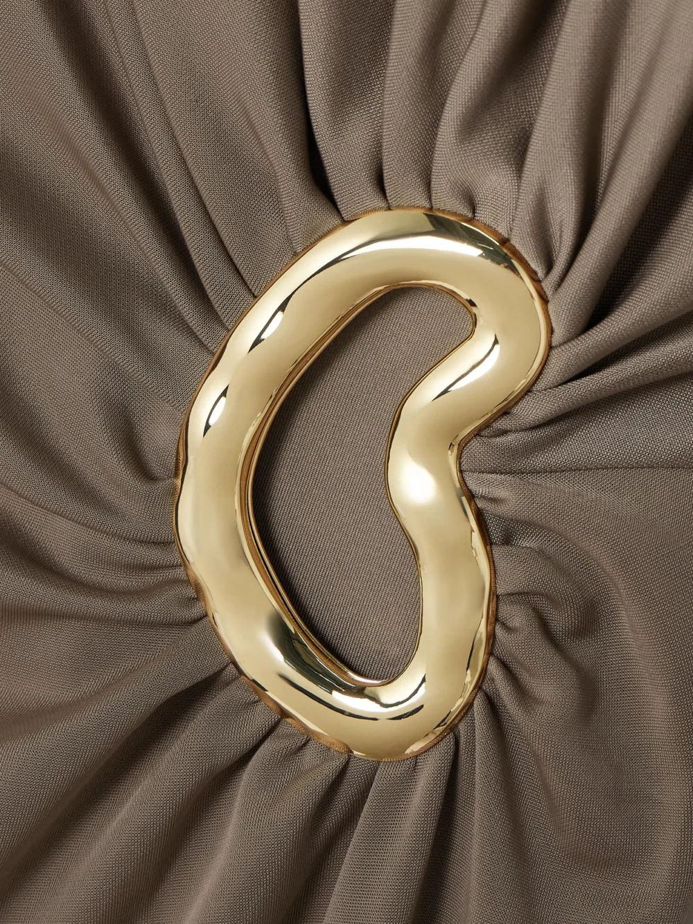 Close-up detail of the Rebecca Vallance Mischa Embellished Gathered Stretch-jersey Gown