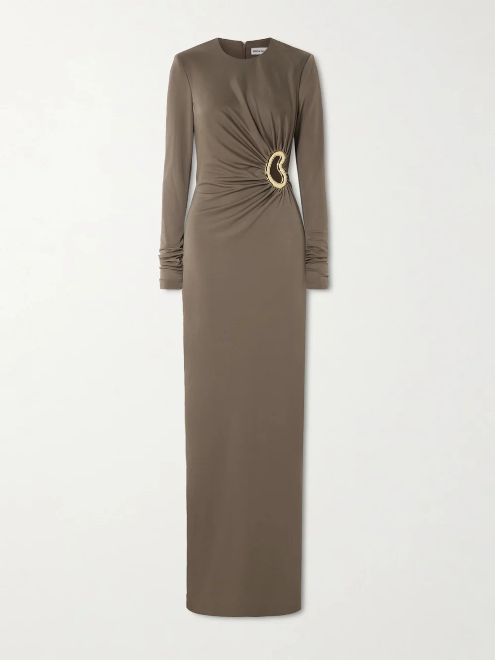 Rebecca Vallance Mischa Embellished Gathered Stretch-jersey Gown in gray