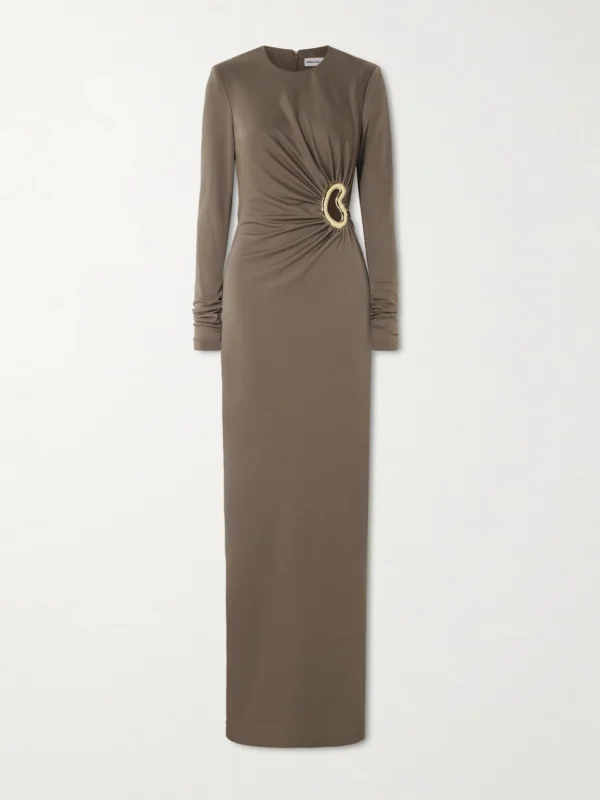 Rebecca Vallance Mischa Embellished Gathered Stretch-jersey Gown