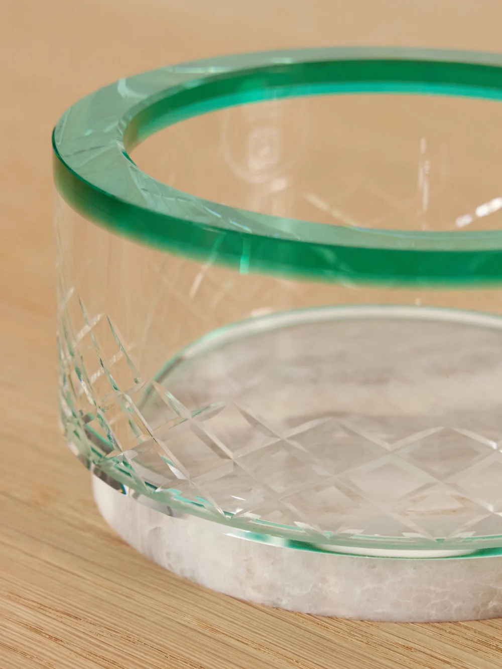 Close-up detail of the Reflections Copenhagen Gallant Crystal and Natural Onyx Nut Bowl