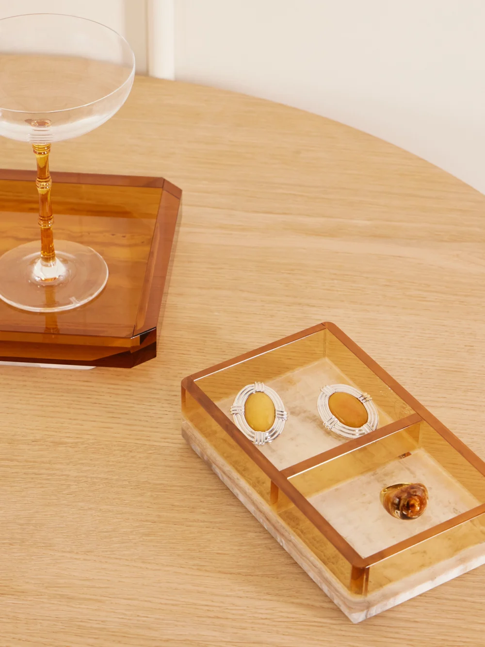 Reflections Copenhagen Treasures Crystal and Natural Onyx Tray, styled view