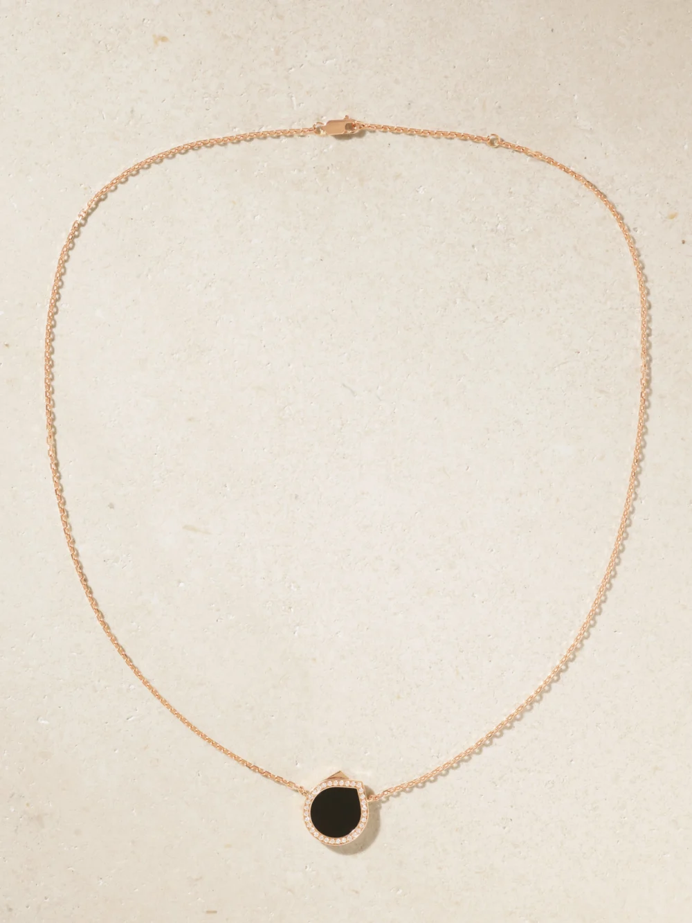 Close-up detail of the Repossi Antifer 18-karat Rose Gold, Onyx and Diamond Necklace