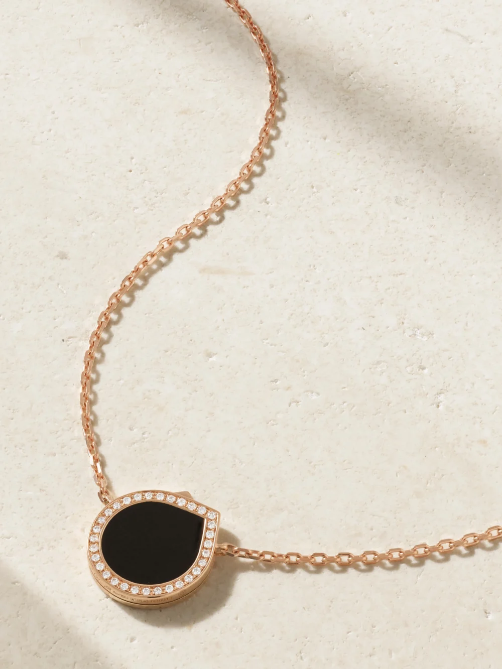Repossi Antifer 18-karat Rose Gold, Onyx and Diamond Necklace in black