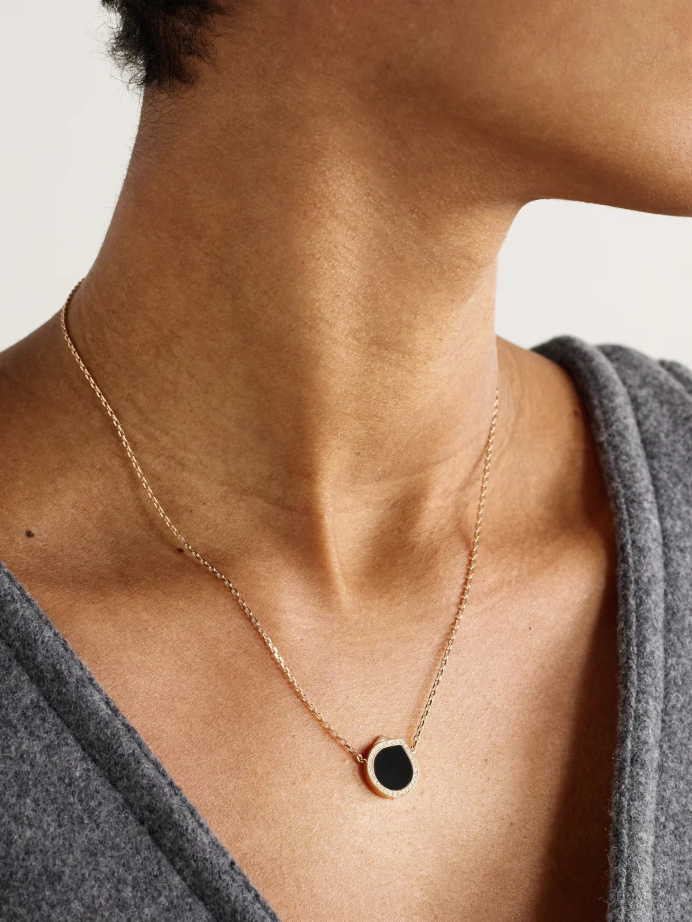 Repossi Antifer 18-karat Rose Gold, Onyx and Diamond Necklace, styled view