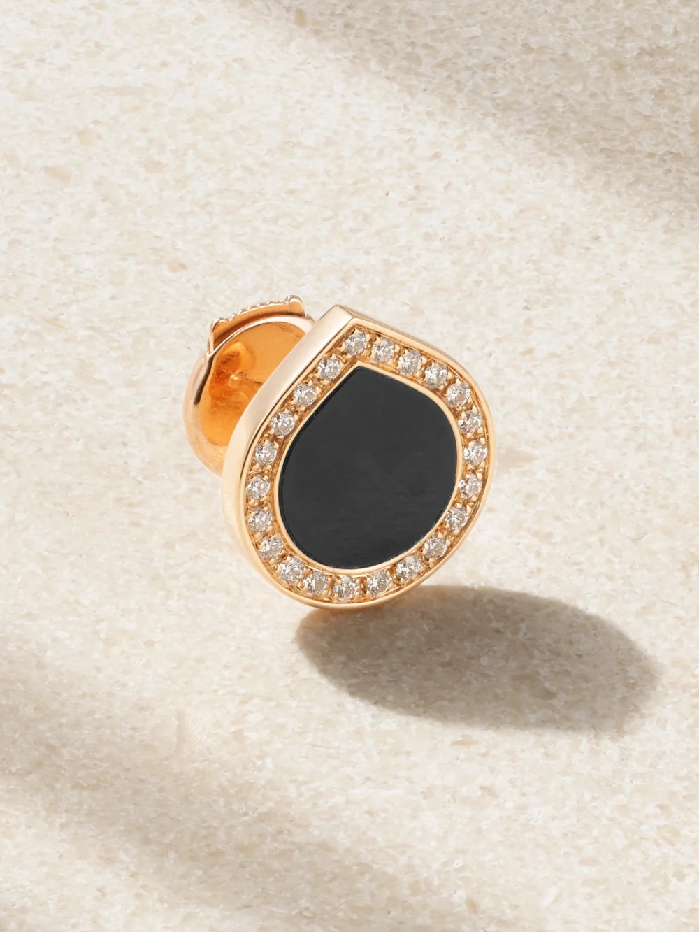 Repossi Antifer 18-karat Rose Gold, Onyx and Diamond Single Earring in black