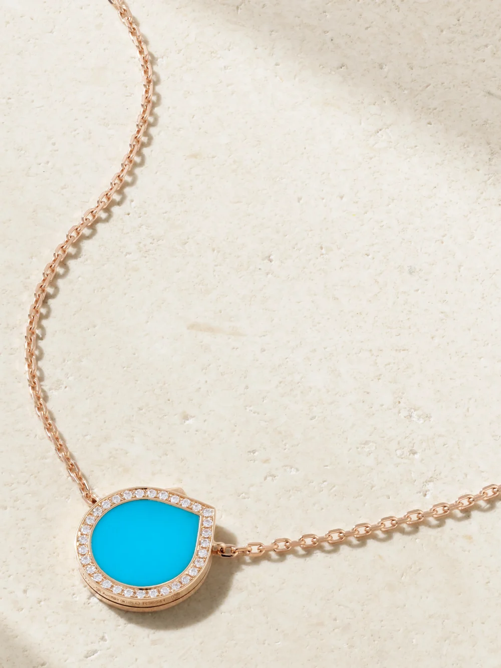 Repossi Antifer 18-karat Rose Gold, Turquoise and Diamond Necklace in blue