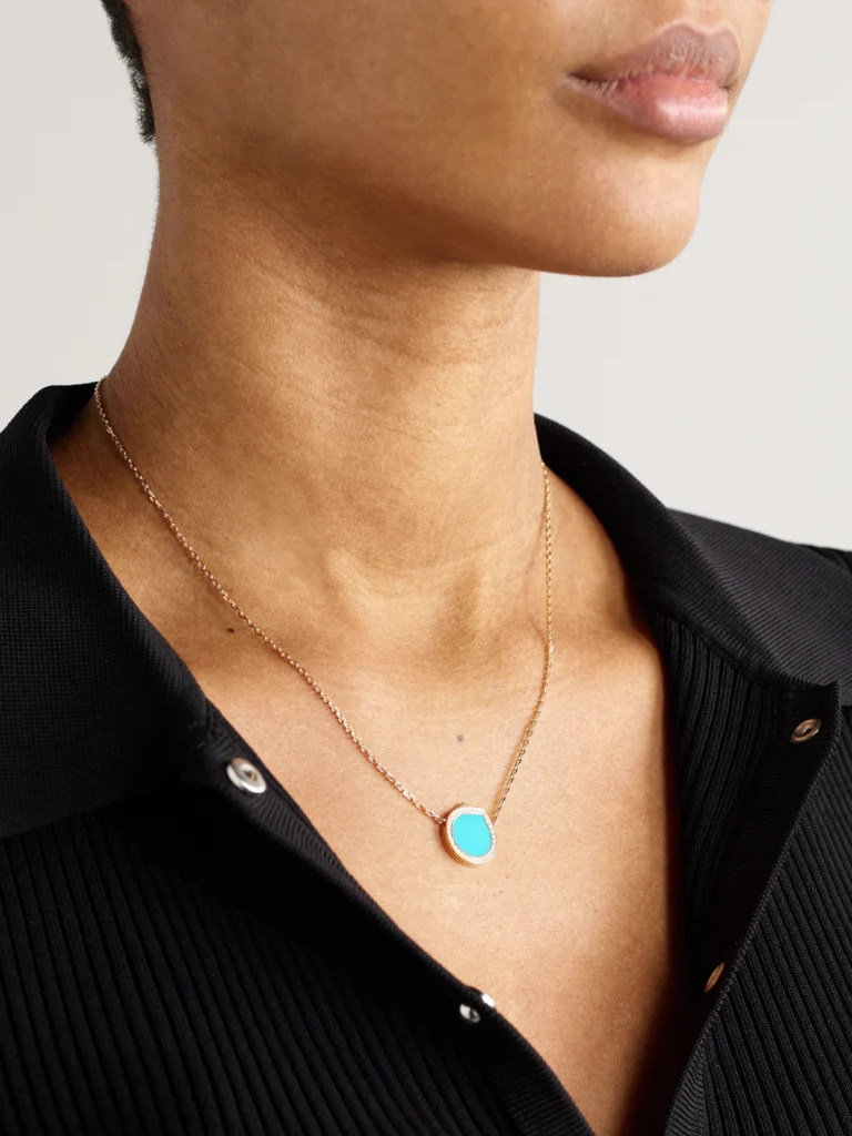 Repossi Antifer 18-karat Rose Gold, Turquoise and Diamond Necklace