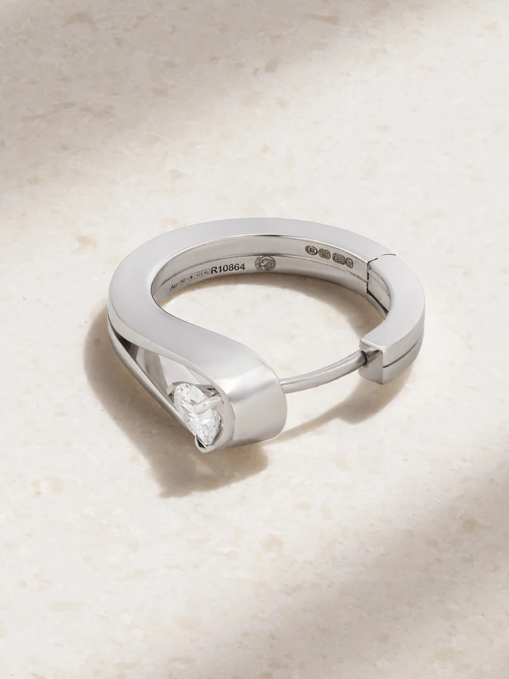 Back view of the Repossi Serti Inversé 18-karat White Gold Diamond Single Earring