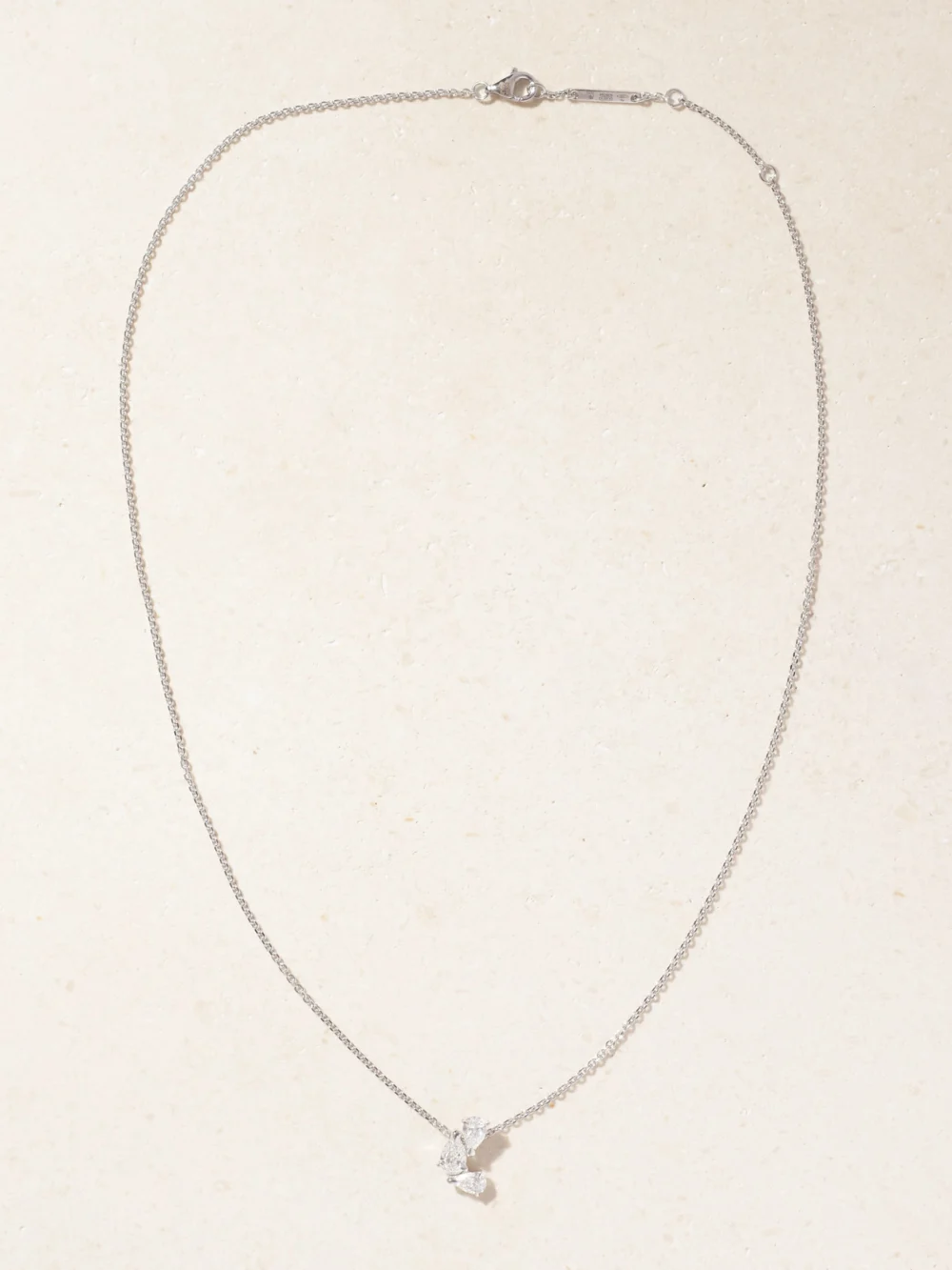 Close-up detail of the Repossi Serti Sur Vide 18-karat White Gold Diamond Necklace