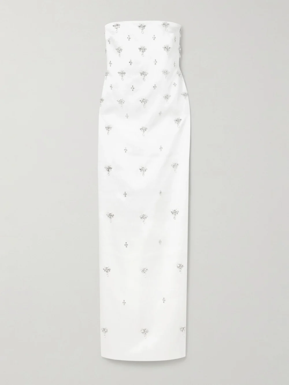 Retrofête Elise Strapless Embellished Satin-crepe Gown in white