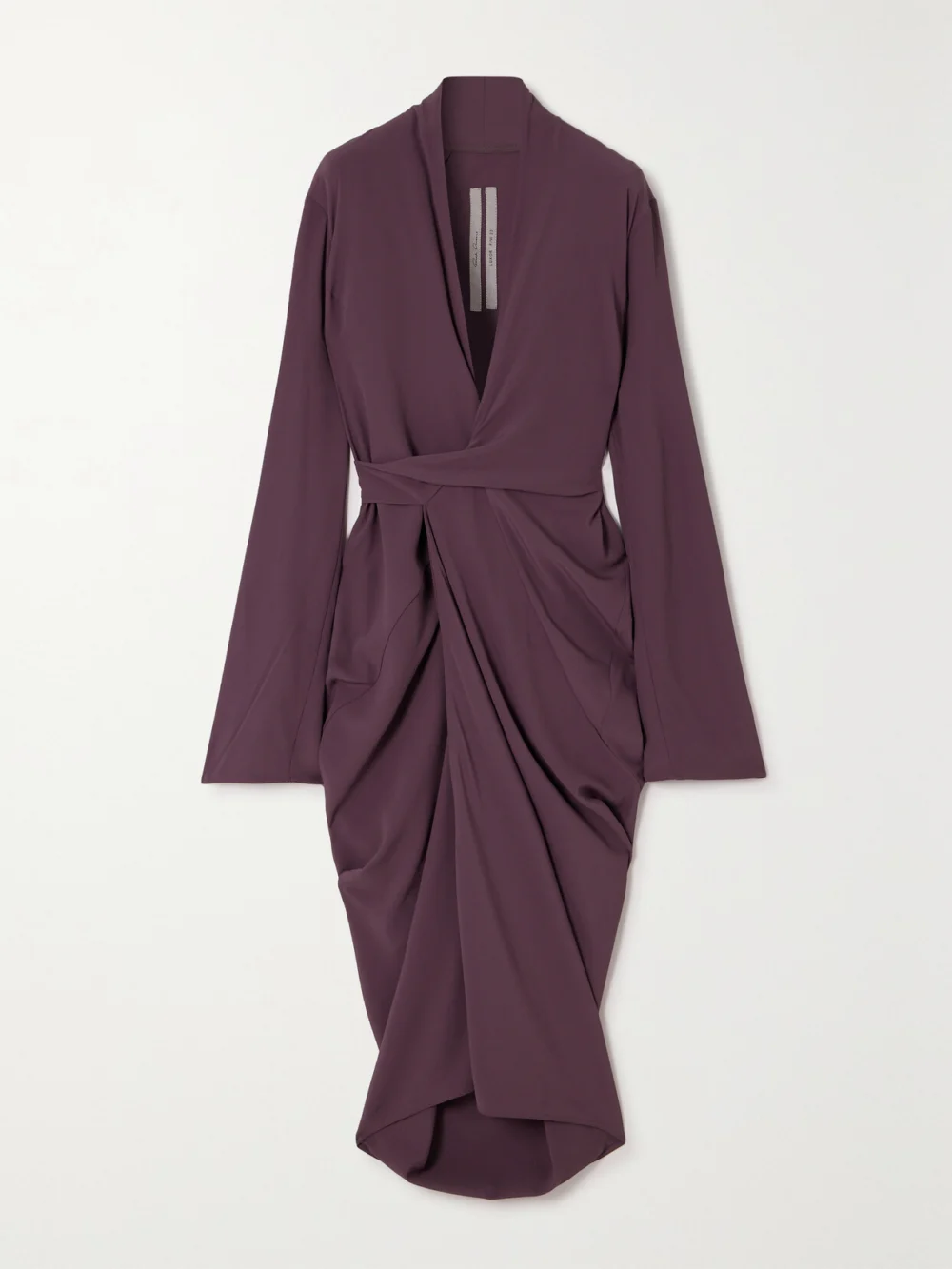 Rick Owens Abito Draped Crepe Wrap Midi Dress in plum