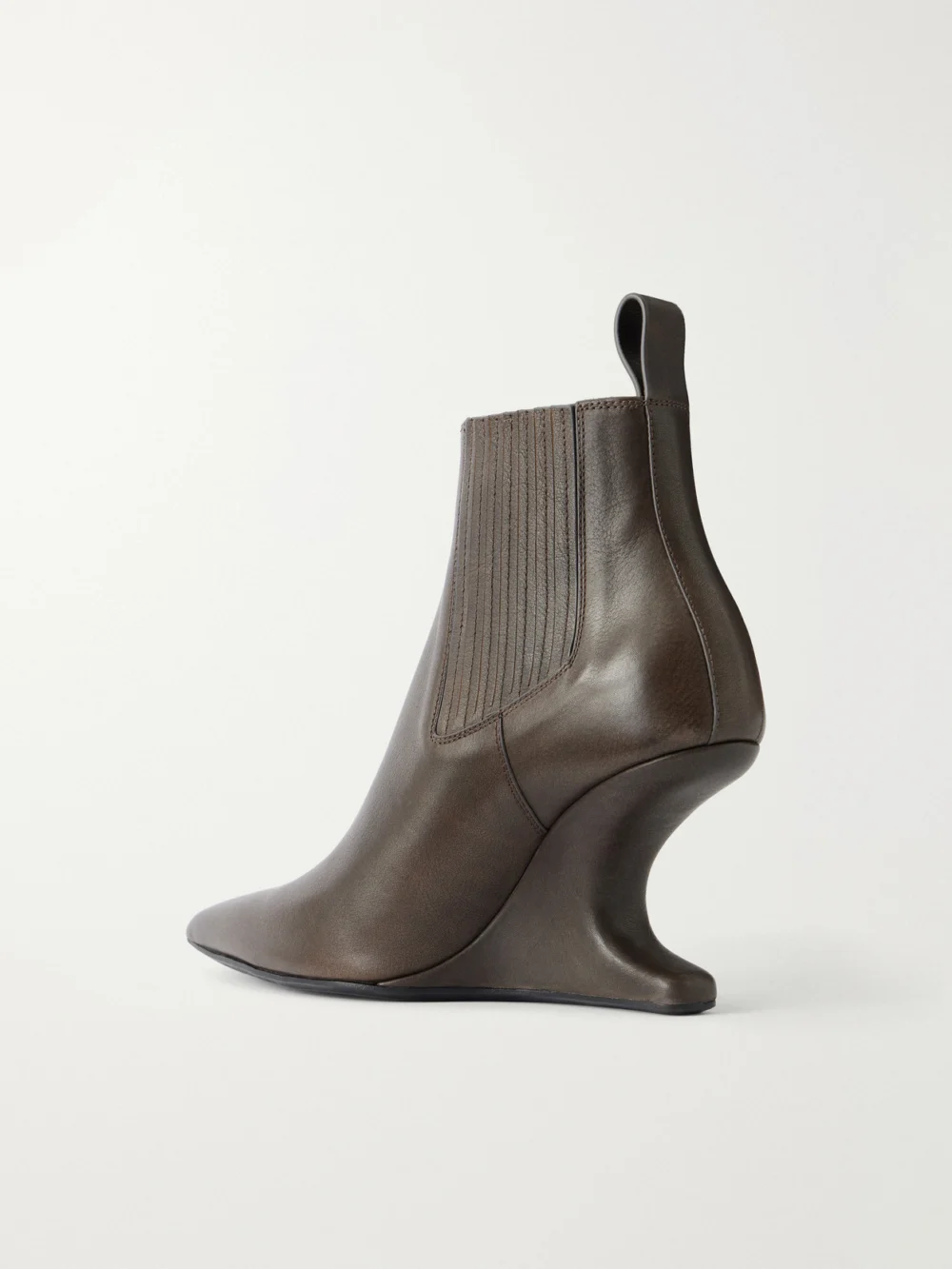 Back view of the Rick Owens Cantilever 80 Curved Leather Wedge Ankle Boots