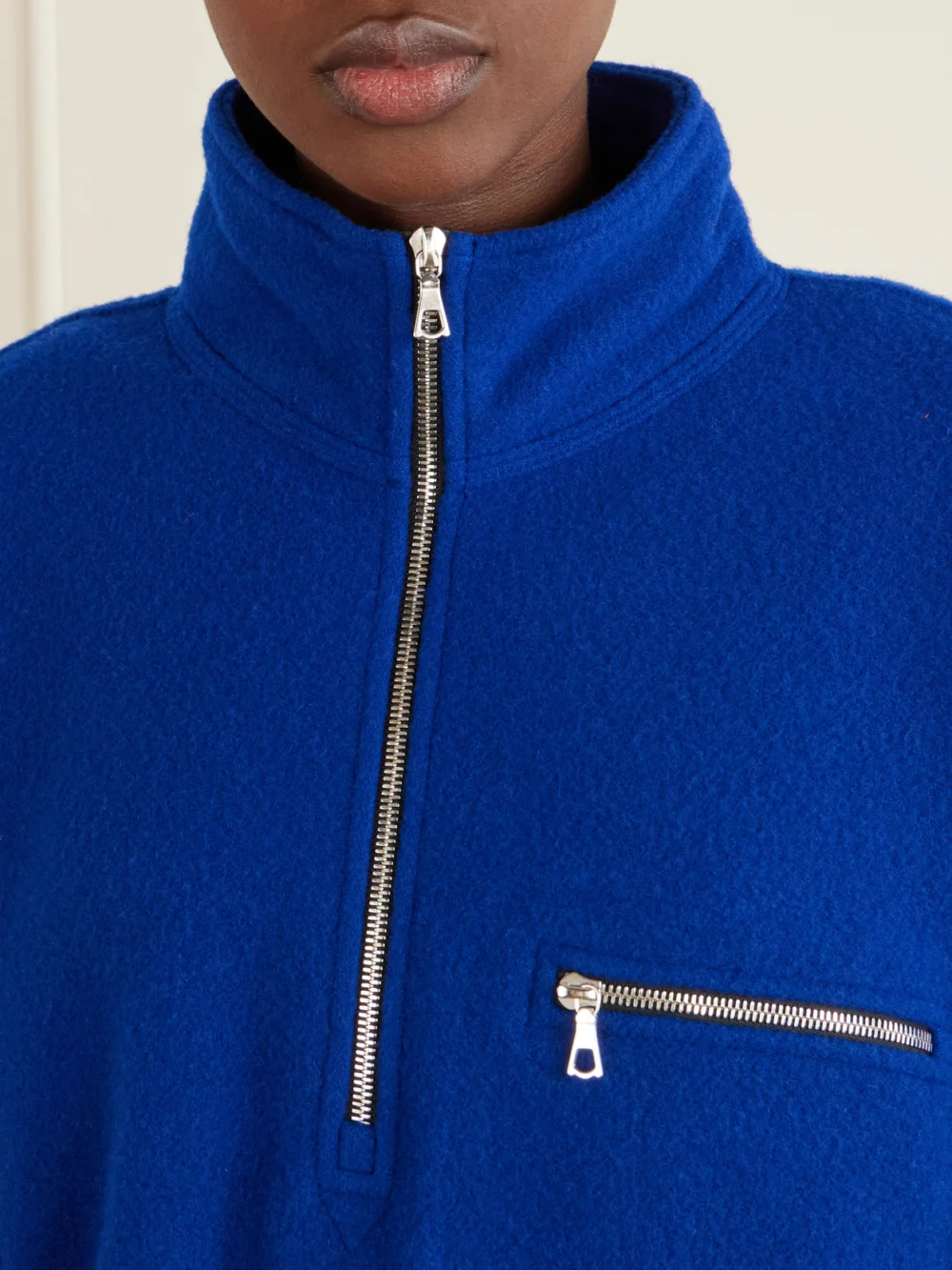 Close-up detail of the Rier Polar Wool-fleece Half-zip Sweatshirt