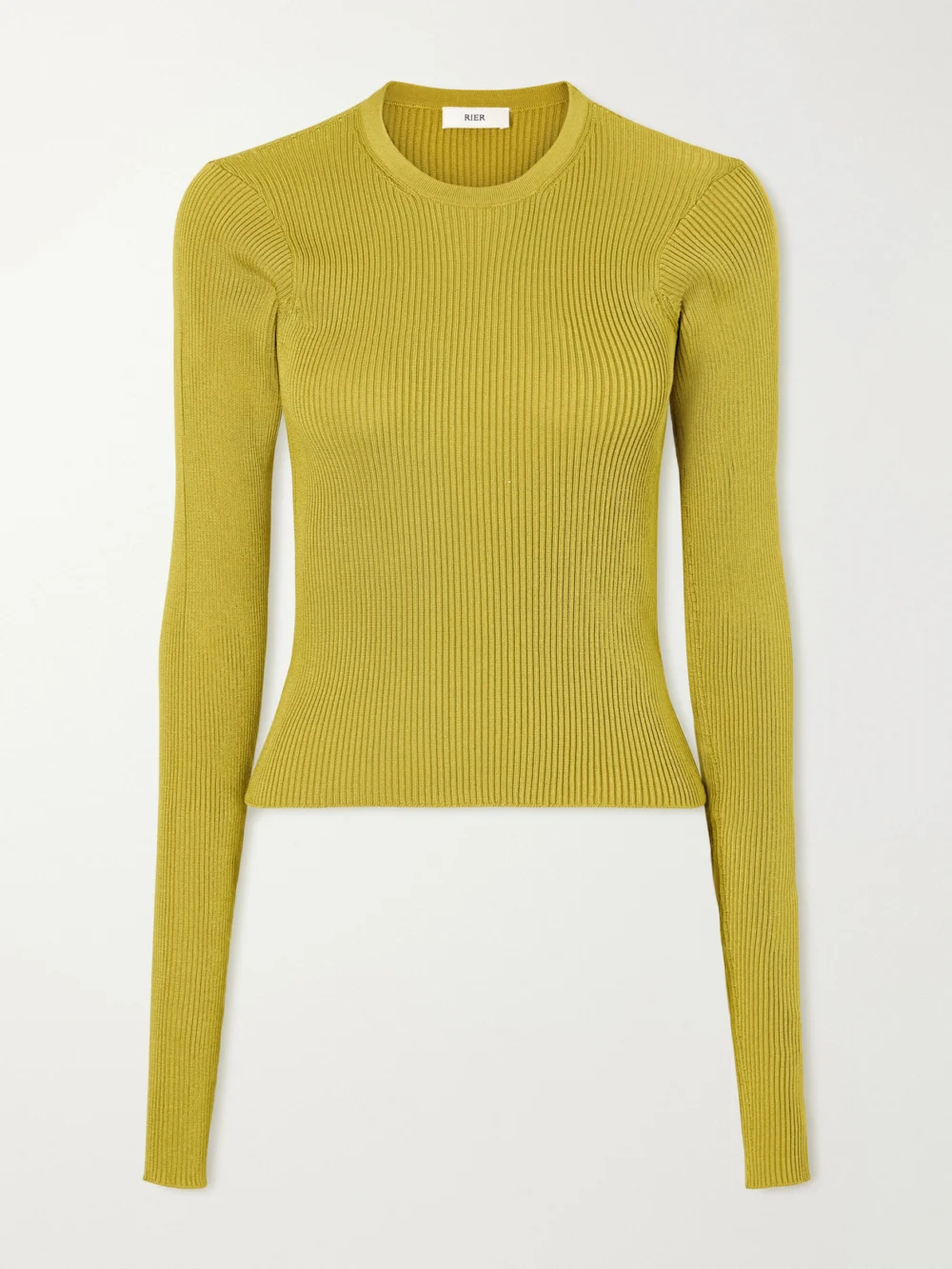 Rier Ribbed Silk T-shirt in yellow