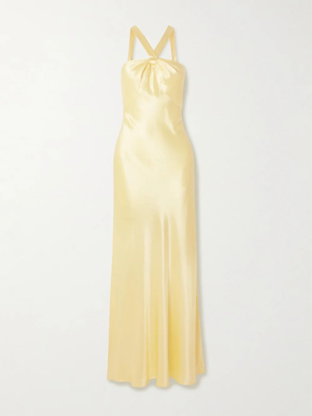 Rixo Losanna Satin Halterneck Maxi Dress in yellow
