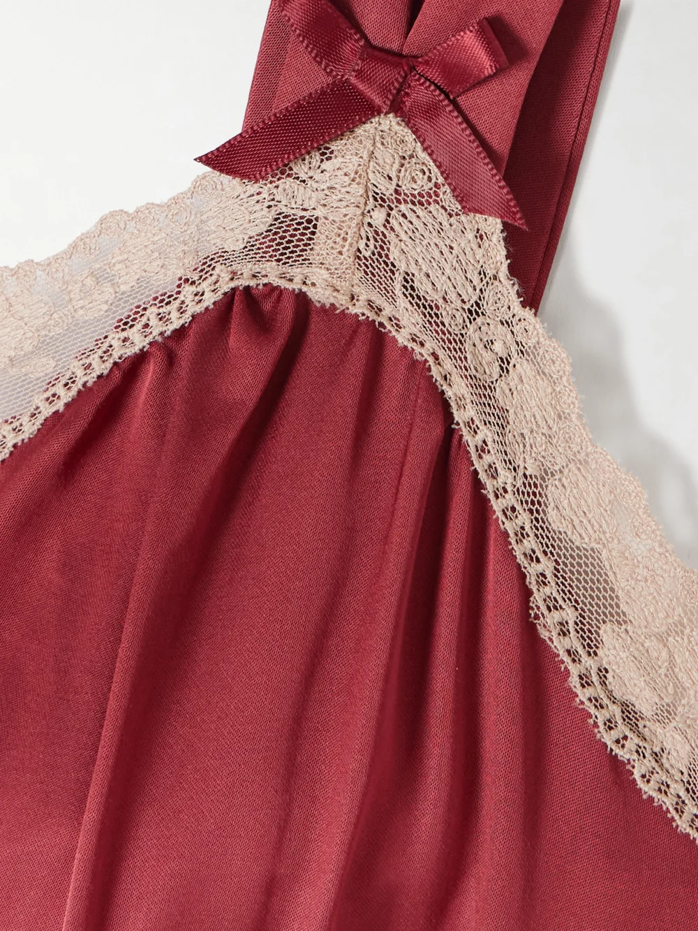 Close-up detail of the Rixo Lucie Lace-trimmed Crepe De Chine Midi Dress