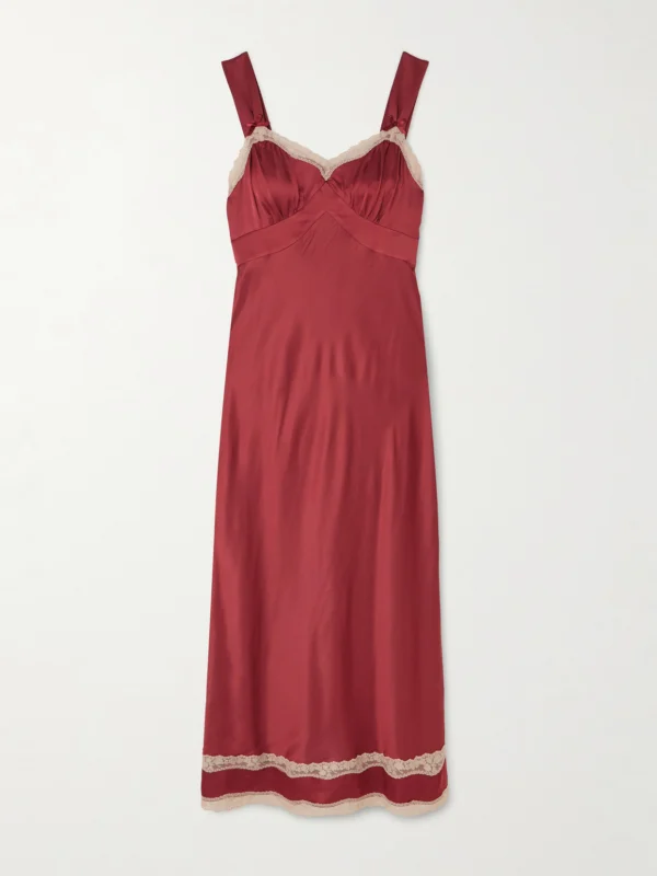 Rixo Lucie Lace-trimmed Crepe De Chine Midi Dress