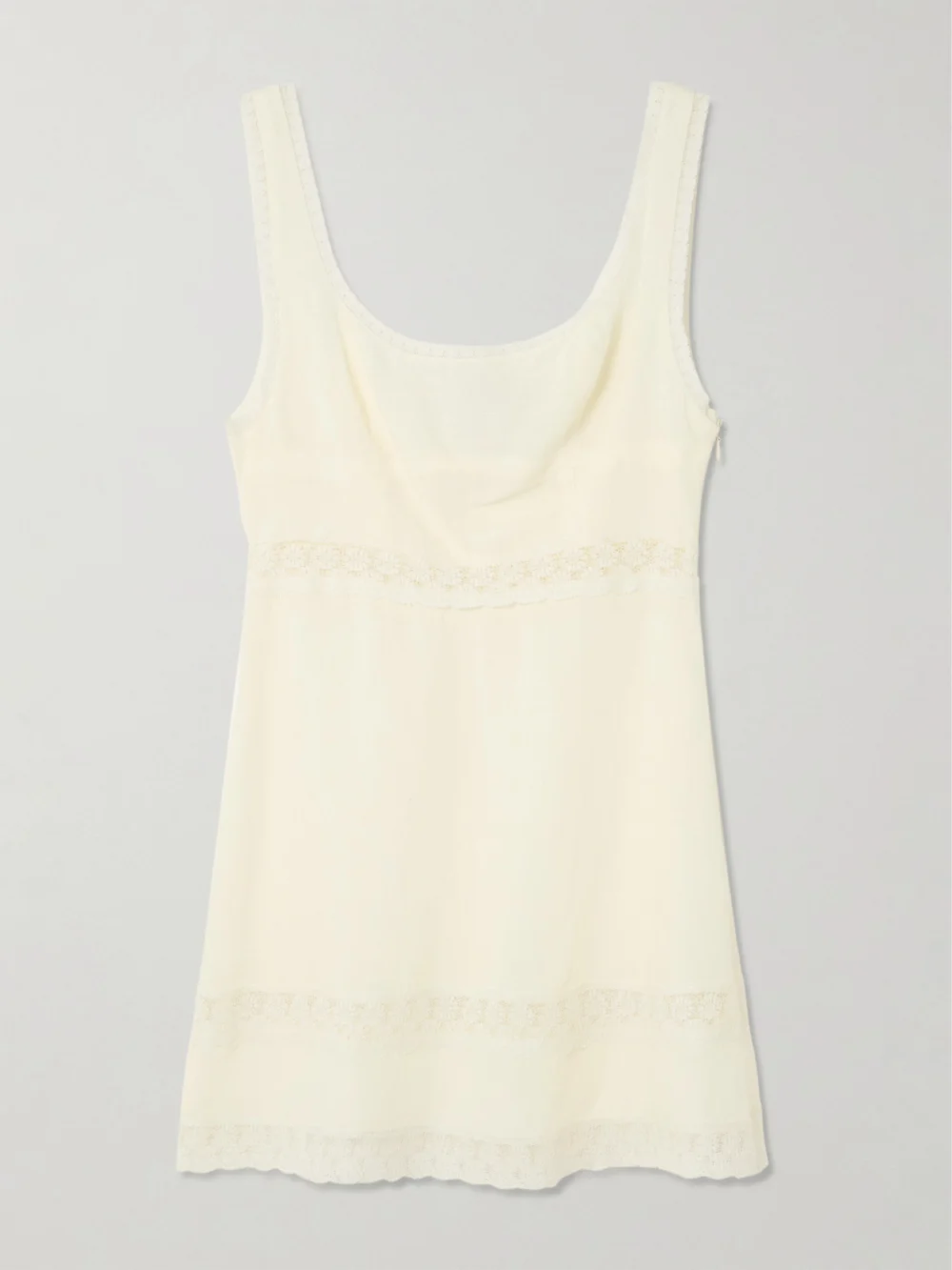 Rixo Ronan Lace-trimmed Crepe Mini Dress in cream