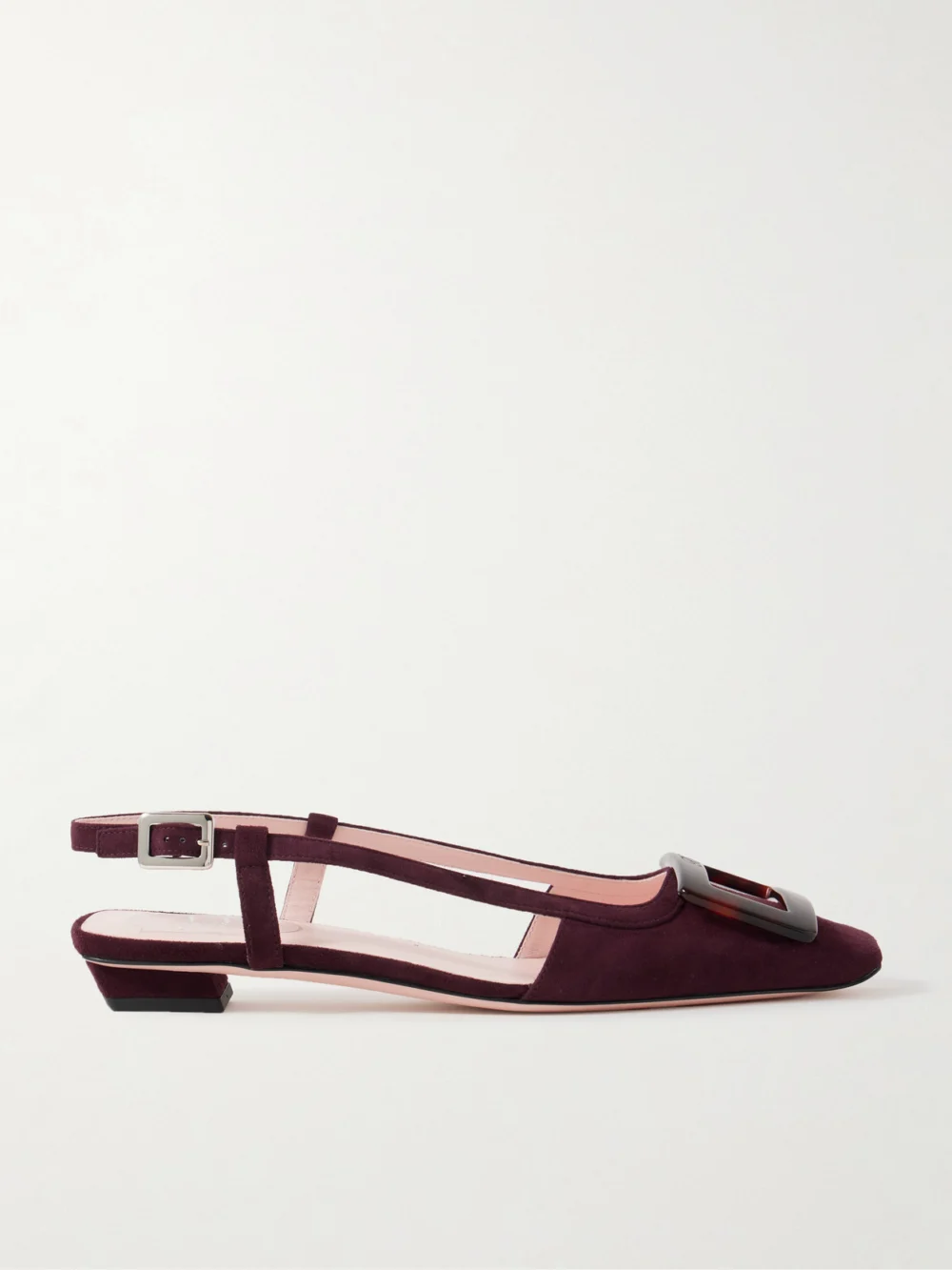 Roger Vivier Belle Vivier 25 Suede Pumps in burgundy