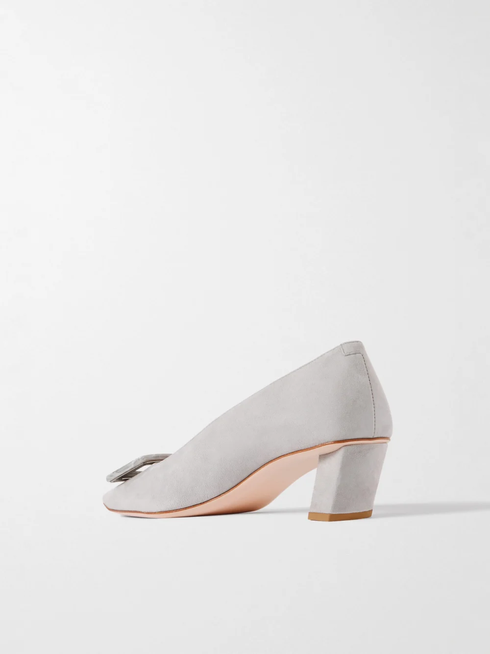 Back view of the Roger Vivier Belle Vivier 45 Embellished Suede Pumps