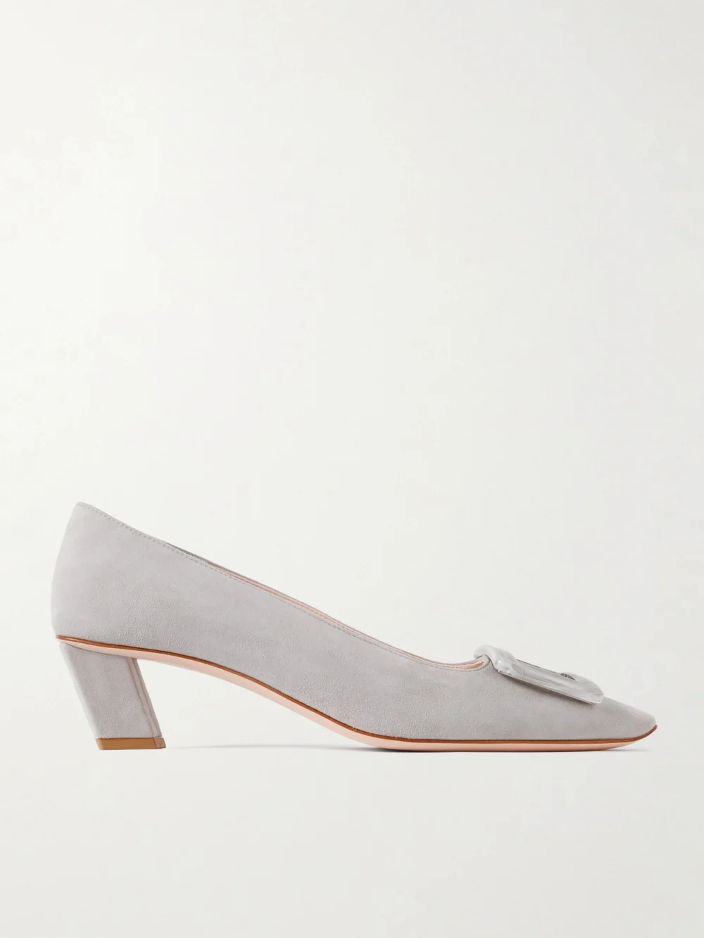 Roger Vivier Belle Vivier 45 Embellished Suede Pumps in gray