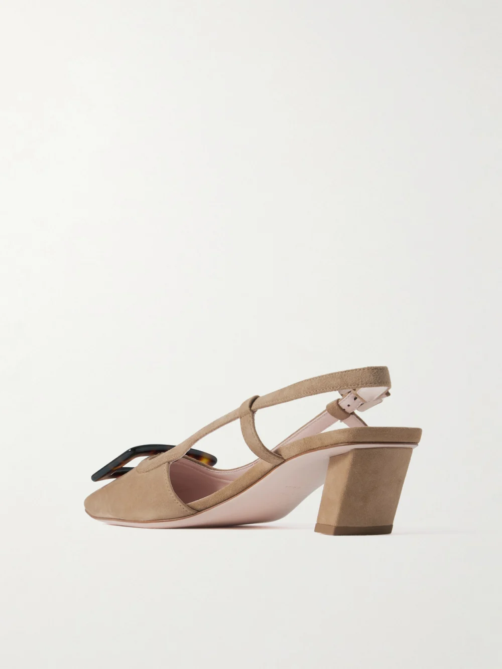 Back view of the Roger Vivier Belle Vivier 45 Suede Slingback Pumps