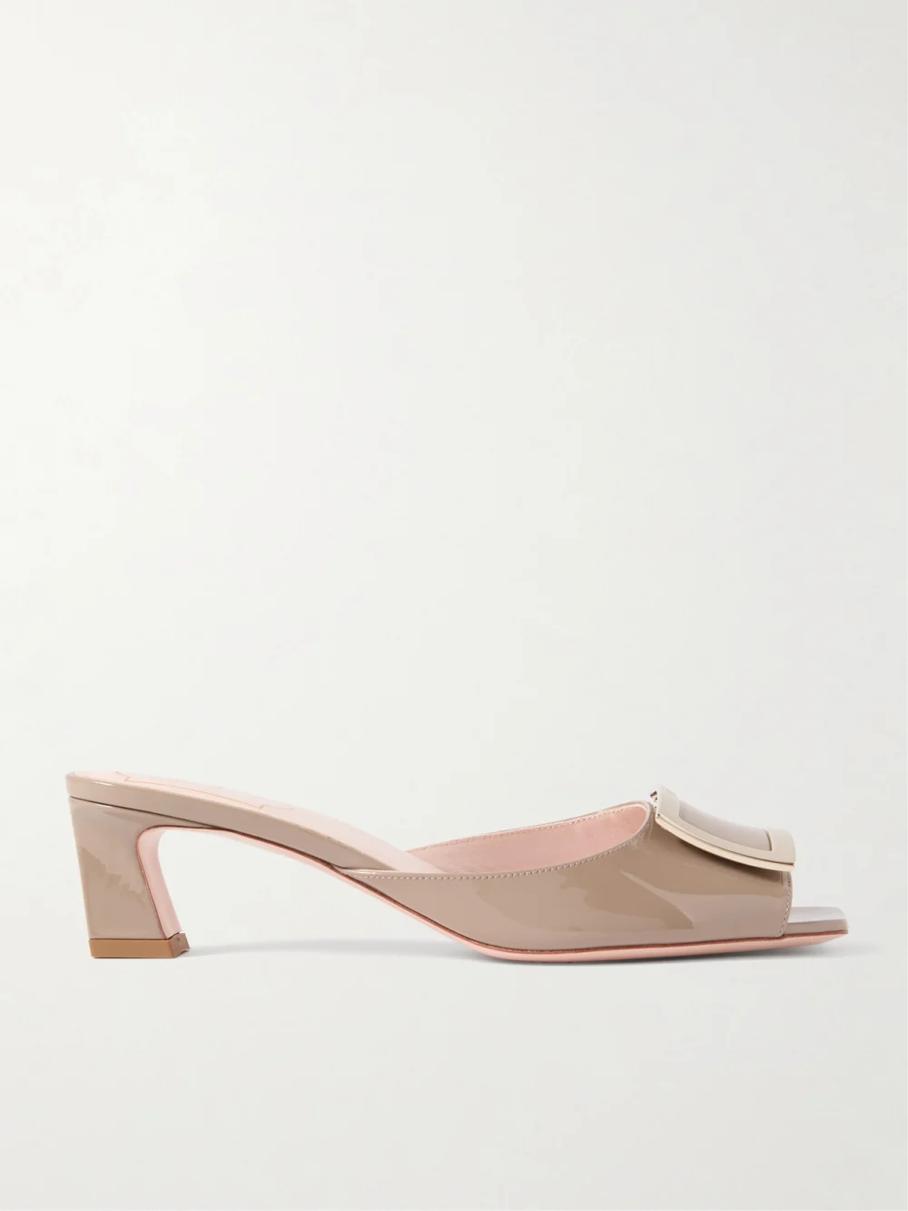 Roger Vivier Trompette 45 Embellished Patent-leather Mules in beige