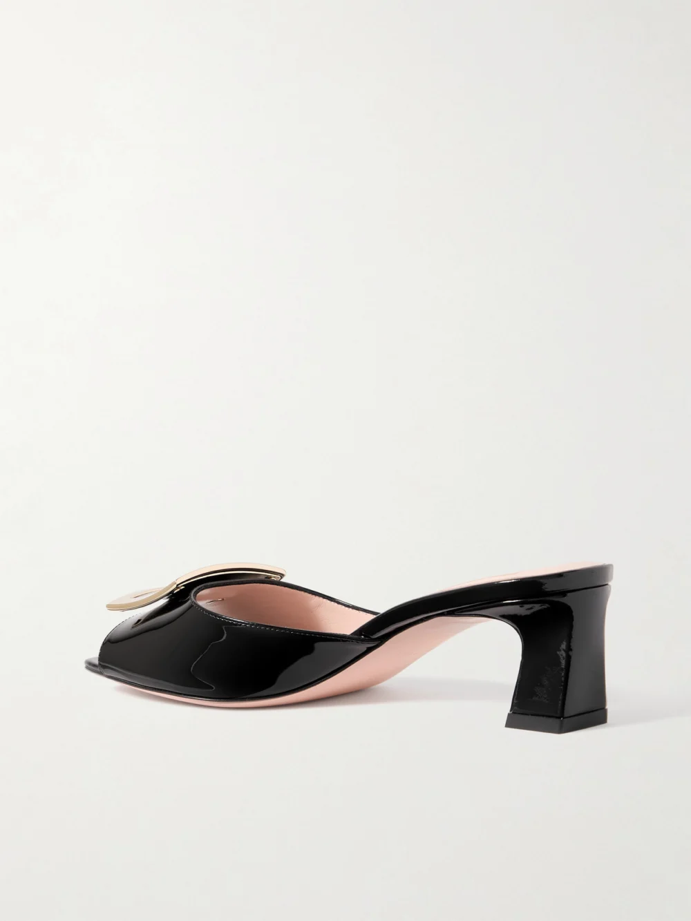 Back view of the Roger Vivier Trompette 45 Embellished Patent-leather Mules