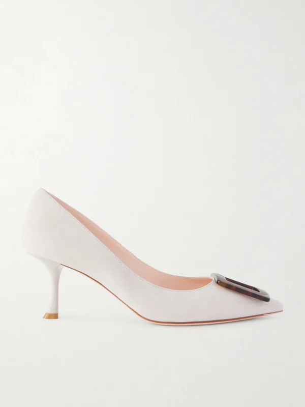 Roger Vivier Viv in the City 65 Buckled Suede Pumps