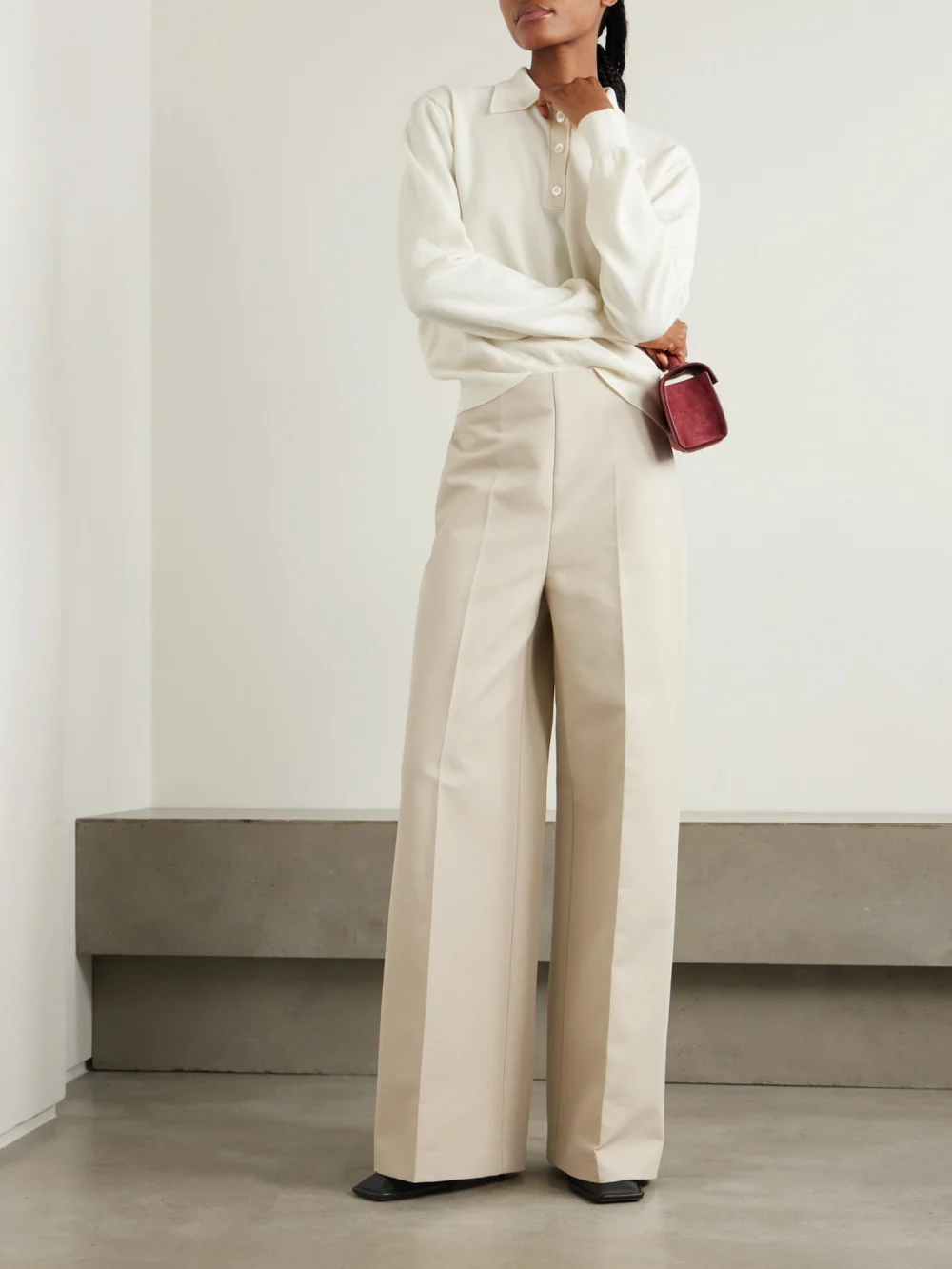 Róhe Cotton-twill Wide-leg Pants, worn by a model
