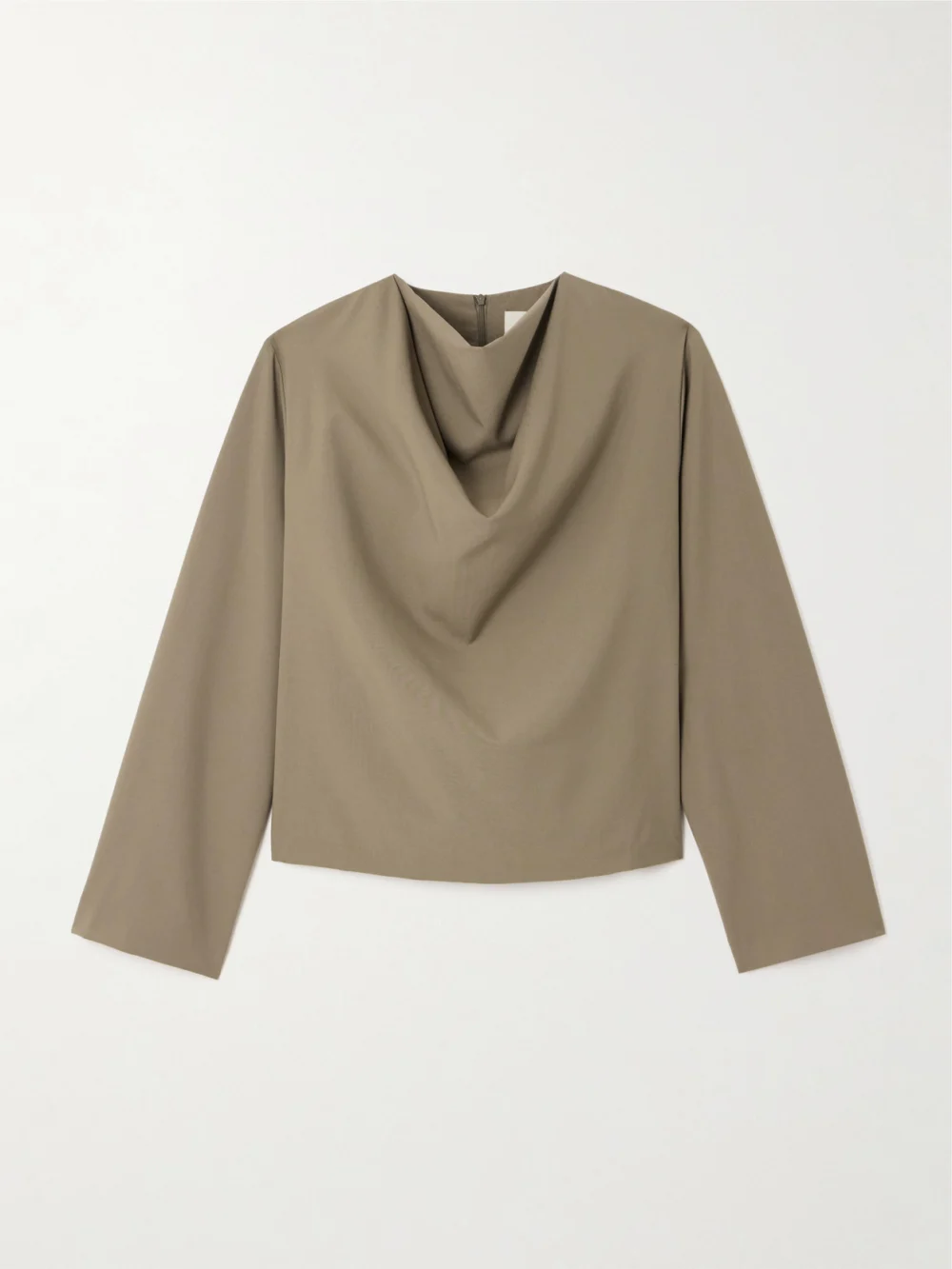 Róhe Draped Wool Blouse in tan