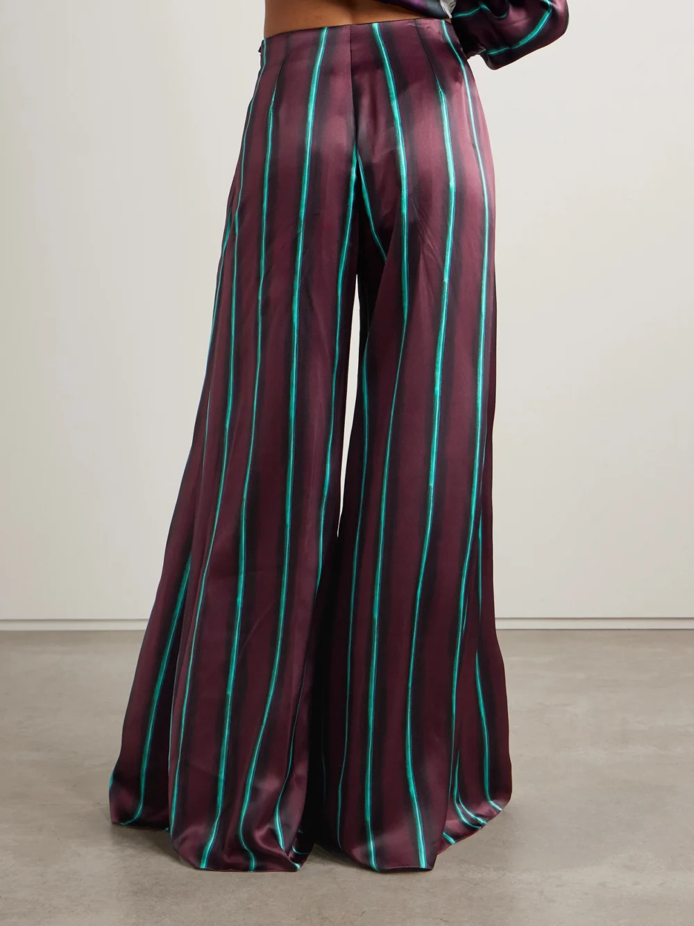 Back view of the Roksanda Arneau Striped Silk-satin Wide-leg Pants