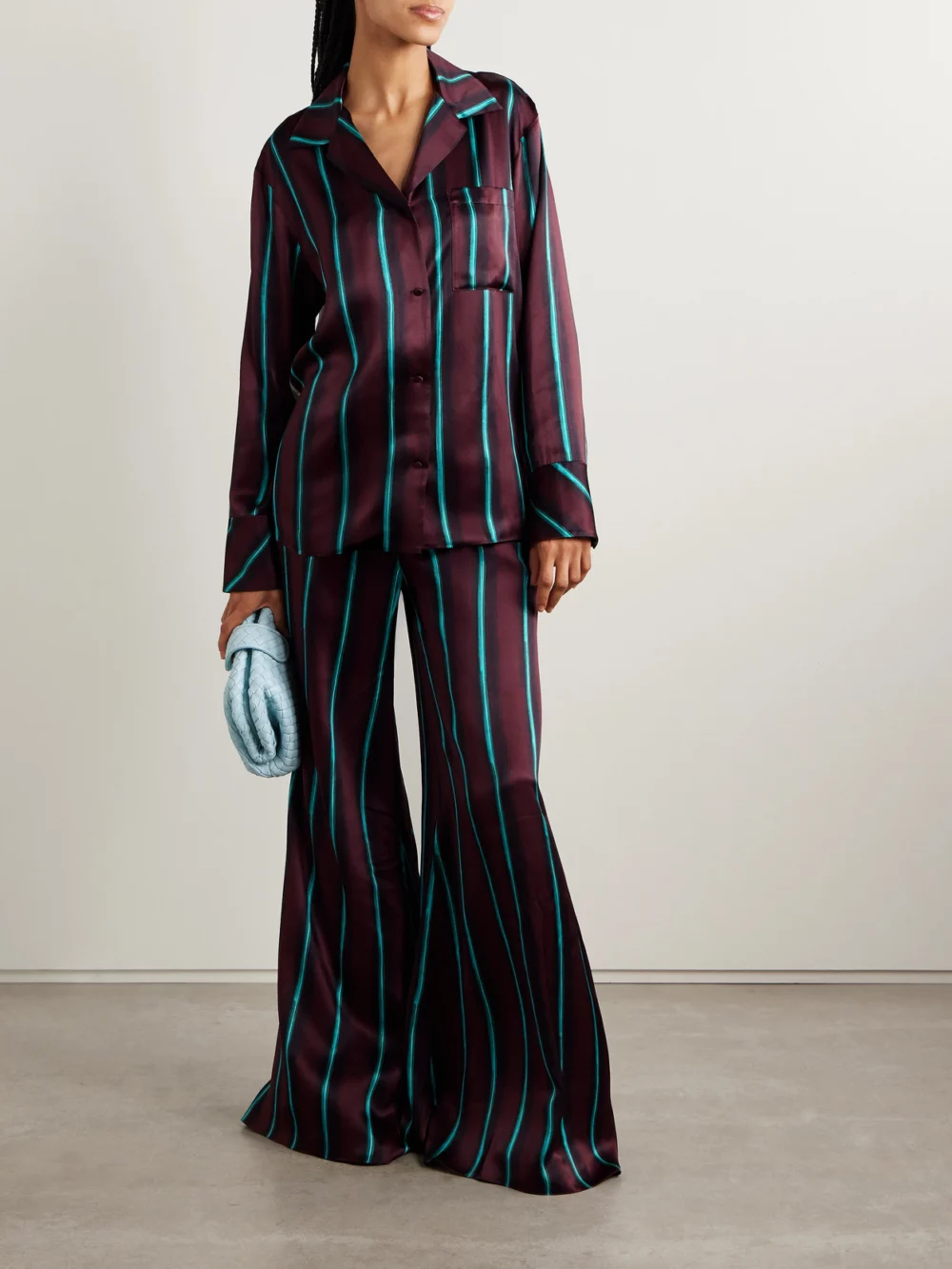 Roksanda Delan Printed Silk-satin Shirt, worn by a model