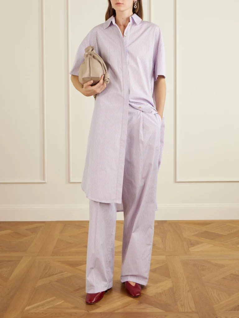 Rùadh Anu Embroidered Striped Organic Cotton-poplin Midi Shirt Dress