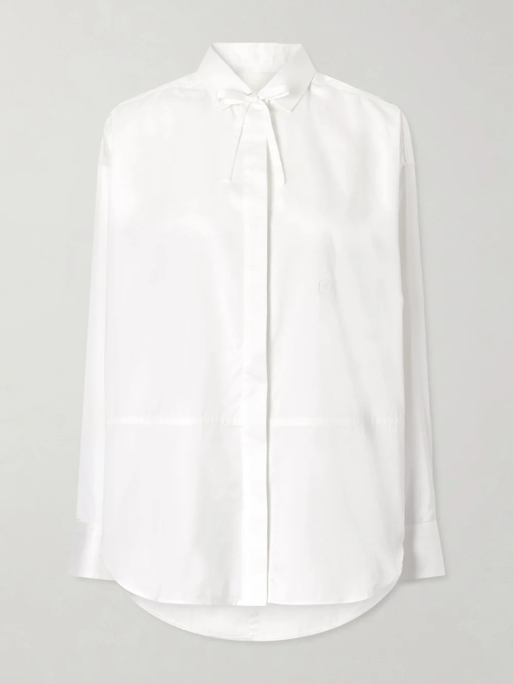 Rùadh Dune Tie-detailed Cotton-sateen Shirt in white
