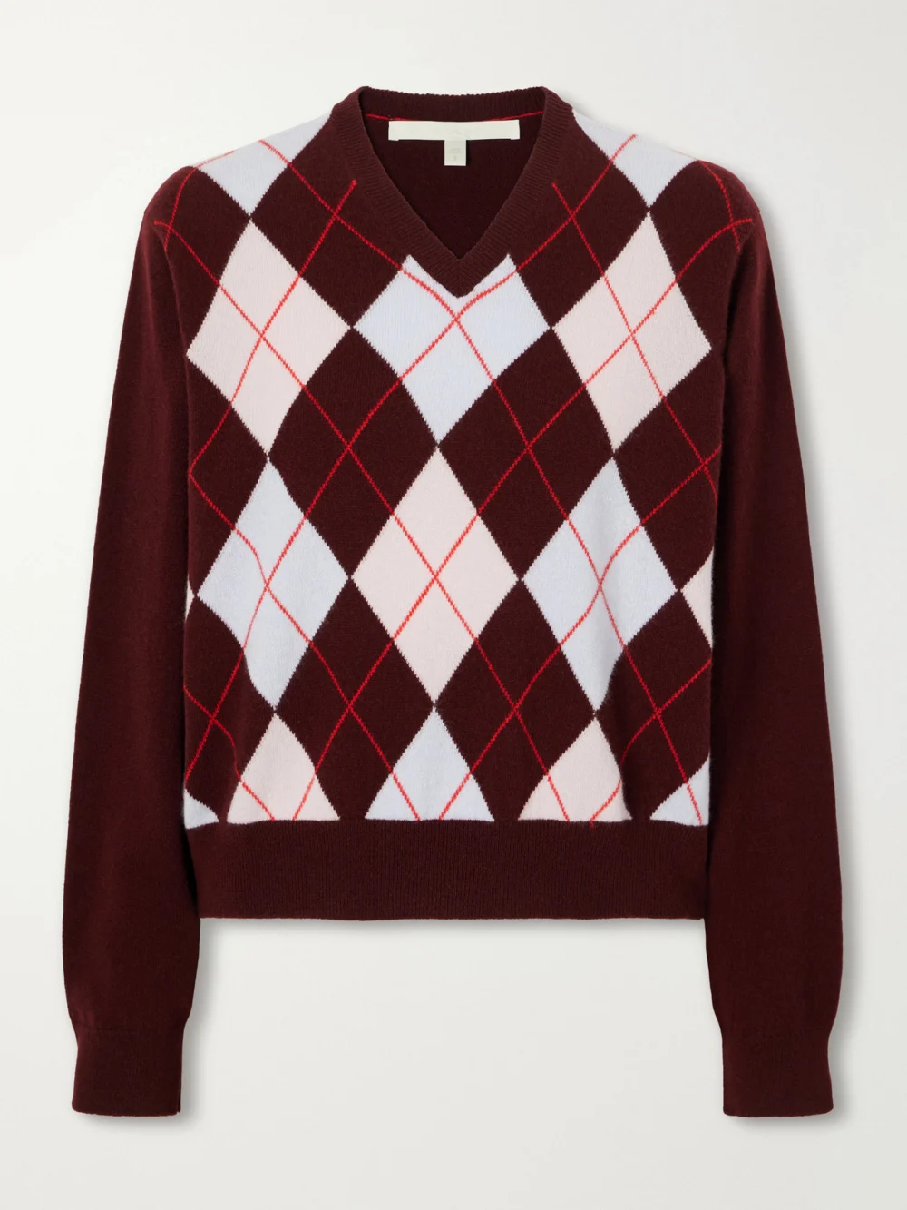 Rùadh The Academy Checked Cashmere Sweater in burgundy