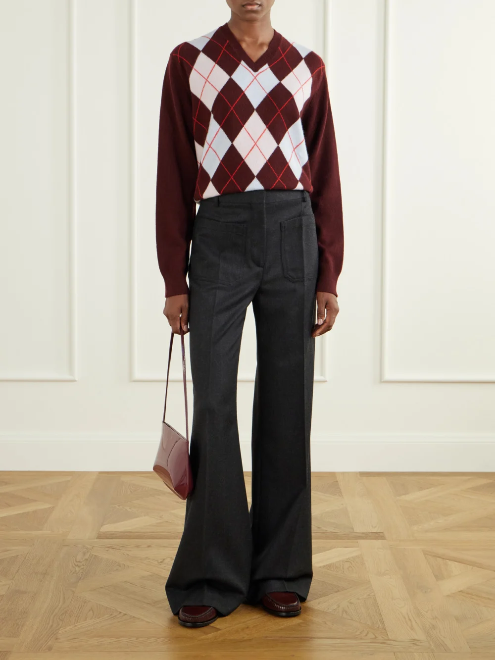 Rùadh The Academy Checked Cashmere Sweater, worn by a model