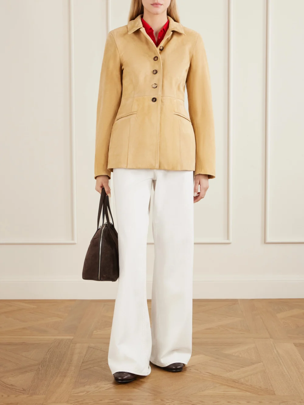 Rùadh The Barclay Suede Jacket, worn by a model