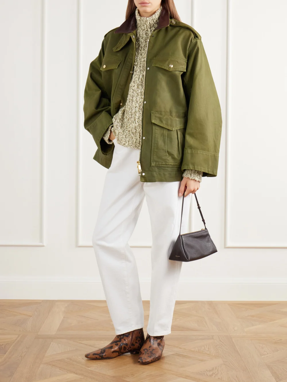Rùadh The Ettienne Leather-trimmed Cotton Duck-canvas Coat, worn by a model