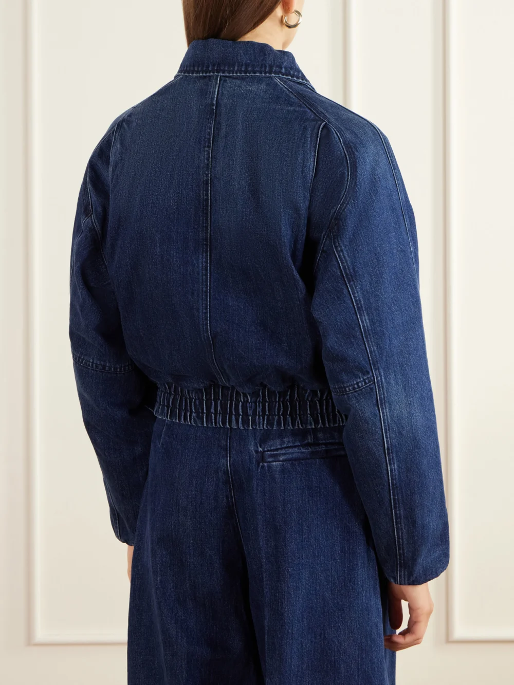 Back view of the Rùadh The Ghillie Cropped Denim Jacket