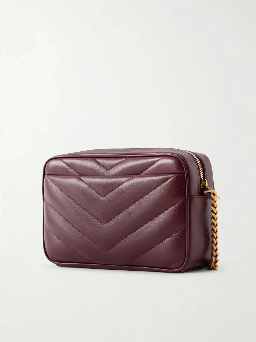 Back view of the Saint Laurent Loulou Cassandre-embellished Matelassé Leather Shoulder Bag