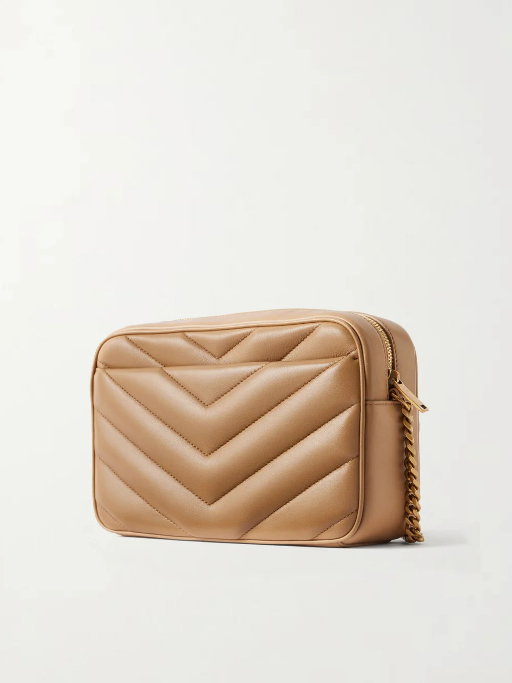Back view of the Saint Laurent Loulou Cassandre-embellished Matelassé Textured-leather Shoulder Bag