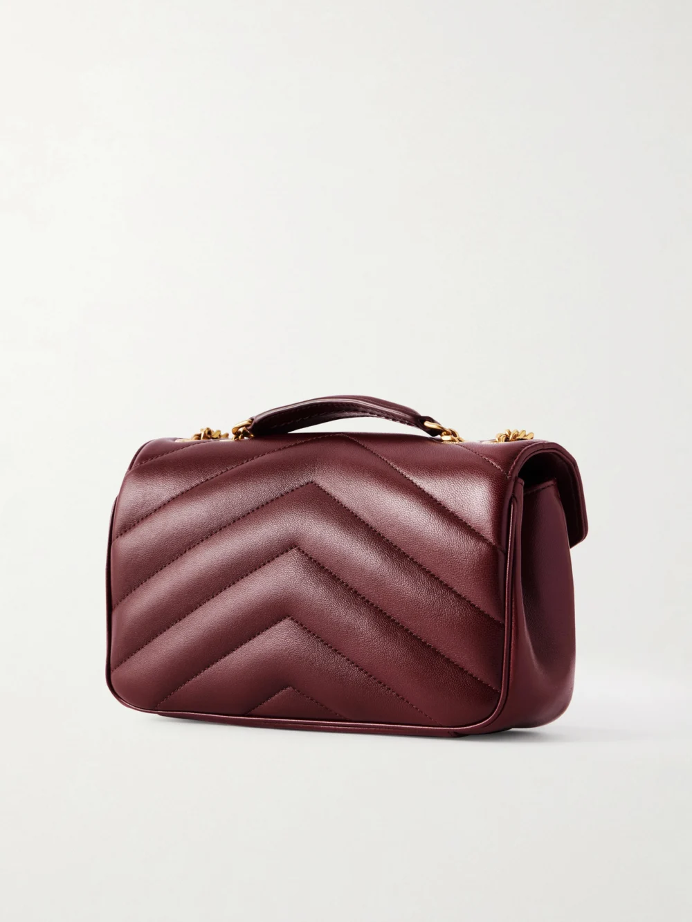 Back view of the Saint Laurent Loulou Small Matelassé Leather Shoulder Bag