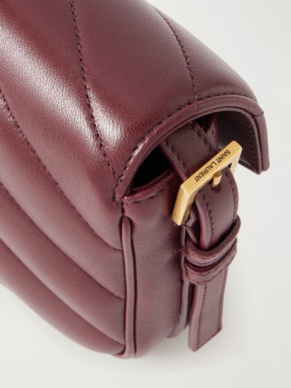 Close-up detail of the Saint Laurent Loulou Toy Matelassé Leather Shoulder Bag